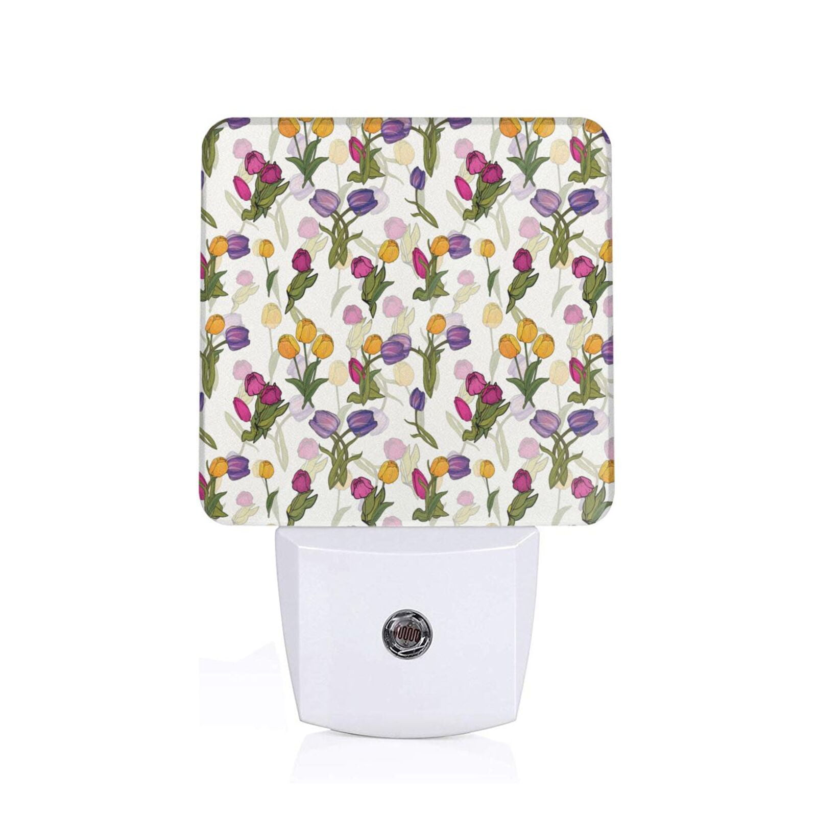 Daiia Tulips Flowers Pattern Plugin LED Backlit Night Light with