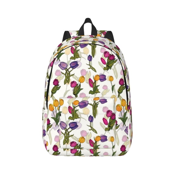 Daiia Tulips Flowers Vintage Canvas Backpack for Men and Women ,Hiking Backpack,Travel Laptop Bag for School,Large Capacity Backpack