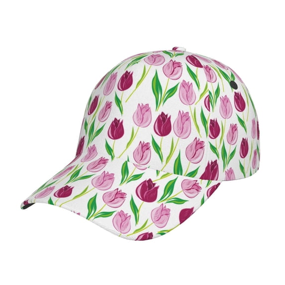 Daiia Tulips Flowers print Baseball Cap Men Women Golf Dad Hat Adjustable Original Classic Low Profile Hat Unconstructed Plain Cap