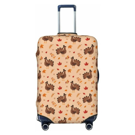 Daiia Turkey And Autumn Leaves Luggage Cover, Thickened Washable Travel Luggage Covers, Elastic Unique Baggage Covers for 18-20 inch Luggage-X-Large