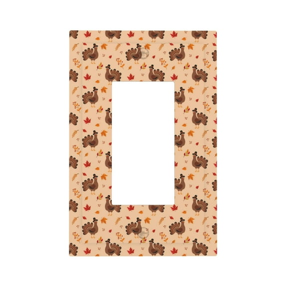Daiia Turkey And Autumn Leaves Pattern Decorator Wall Plate Child Safe Outlet Cover, Switch and Outlet Covers,Size 1-Gang 5.0" x3.0" , Polycarbonate Thermoplastic-Style U