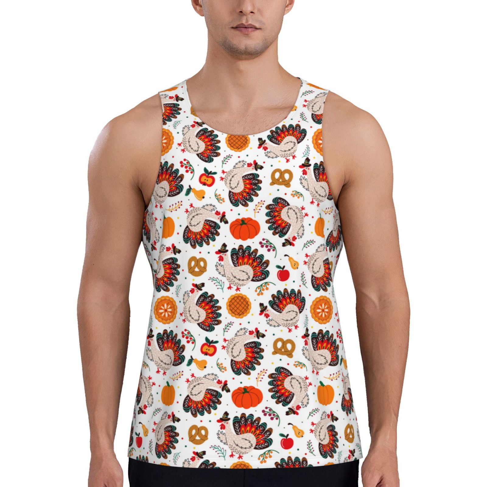 Daiia Turkey And Thanksgiving2 Printed Men's Quick Dry Fit Muscle Tank ...