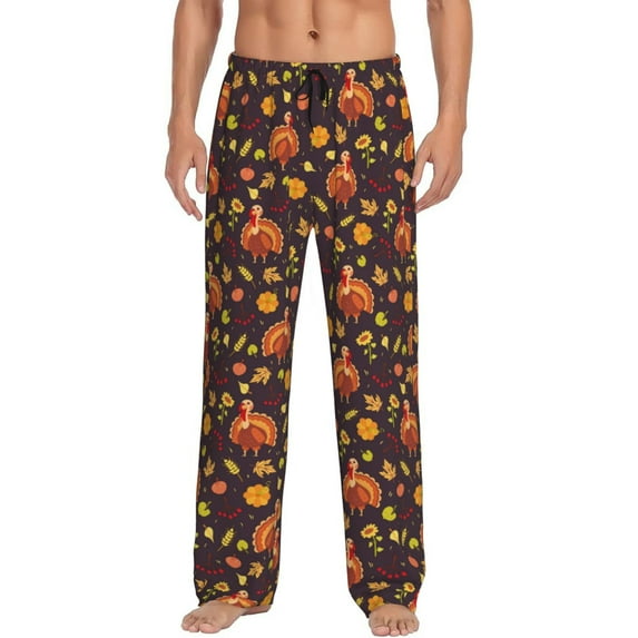 Daiia Turkey Bird Men's Sleep Pant with Pockets and Drawstring,Pajama Pants-XX-Large