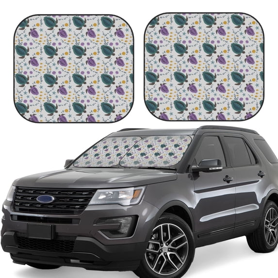 Daiia Turtle 2PCS Car Windshield Sun Shade, Foldable Sun Shield for Car Front Window, Auto Sun Blocker Visor Protector Universal for Truck SUV Pickup-Small