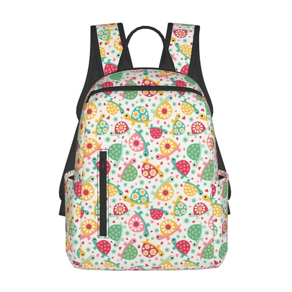 Daiia Turtle Flower School Backpack for Men and Women Lightweight Backpack Durable Backpack Water-Resistant,Travel,Work Bag