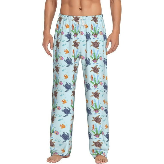 Daiia Turtle Men's Sleep Pant with Pockets and Drawstring,Pajama Pants-Small