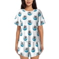thumbnail image 1 of Daiia Turtle Pattern Womens Pajama Sets Short Sleeve Pajamas for Women Sets Soft Lounge Sets Casual Round Neck Sleepwear PJS-Medium, 1 of 7