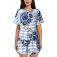 thumbnail image 1 of Daiia Turtle with Blue Stones Pattern Womens Pajama Sets Short Sleeve Pajamas for Women Sets Soft Lounge Sets Casual Round Neck Sleepwear PJS-Large, 1 of 7