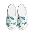 thumbnail image 1 of Daiia Turtles And Seahorses Print Women’s Fuzzy Slippers Memory Foam Lightweight House Shoes Cozy Loafer Flannel House Shoes-44/45, 1 of 7
