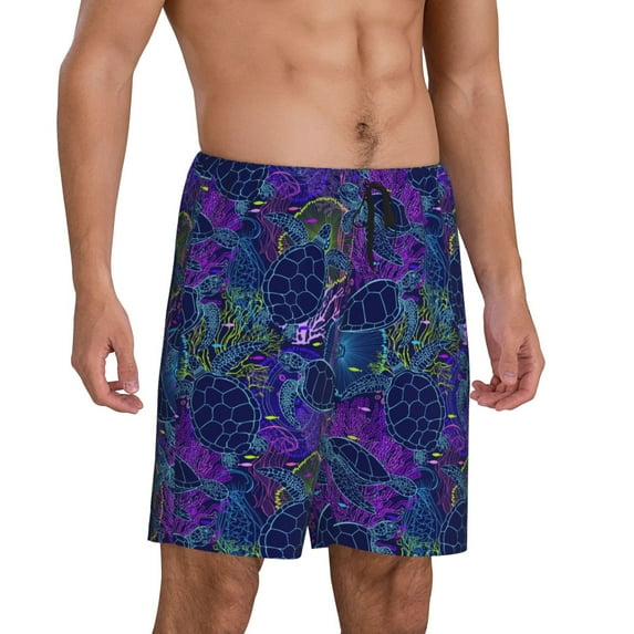 Daiia Turtles Mens Woven Stretch Pajama Short,Short Pajama Pants-XX-Large