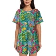 thumbnail image 1 of Daiia Turtles Pattern Womens Pajama Sets Short Sleeve Pajamas for Women Sets Soft Lounge Sets Casual Round Neck Sleepwear PJS-Large, 1 of 7