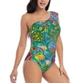 thumbnail image 1 of Daiia Turtles Women's One Piece Swimsuits Personalized One Shoulder Swimwear Asymmetric Ruffle Bathing Suits-X-Large, 1 of 8