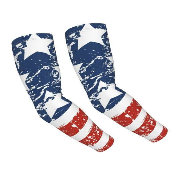 Daiia USA Colors Stripes1 UV Sun Protection Arm Sleeves - Cooling Compression Arm Sleeve - Sports & UV Arm Sleeves for Men & Women