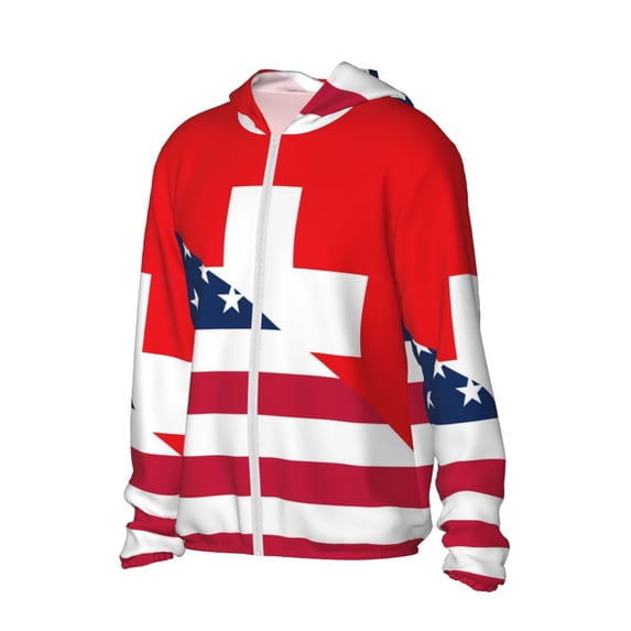 Daiia USA Switzerland UPF 50+ Sun Protection Hoodie Jacket Lightweight Long Sleeve Sun Shirt for Women Men with Pocket Hiking Outdoor-3X-Large
