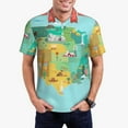 thumbnail image 1 of Daiia USA Tourist Map Pattern Men’s Polo Shirts,Solid Deck Shirt,Classic Fit, Breathable Cotton Polo for Casual and Sport Wear-Small, 1 of 7