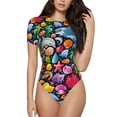 thumbnail image 1 of Daiia Underwater Diving Animals Women'S Crew Neck Short Sleeve Slim Fit T Shirts Tops Basic Bodysuit Leotard Clothing-Large, 1 of 9