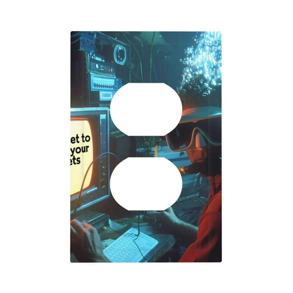 Daiia Underwater Office Diver Pattern Decorator Wall Plate Child Safe Outlet Cover, Switch and Outlet Covers,Size 1-Gang 5.0" x3.0" , Polycarbonate Thermoplastic-Style S