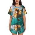 thumbnail image 1 of Daiia Underwater Swimming Duck Pattern Womens Pajama Sets Short Sleeve Pajamas for Women Sets Soft Lounge Sets Casual Round Neck Sleepwear PJS-X-Large, 1 of 7