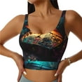 thumbnail image 1 of Daiia Underwater Treasure Chest Printed Women's Sports Bra, Breathable Activewear Bra with U-Back Design and Removable Pads, Comfortable and Supportive for Yoga, Workout-Medium, 1 of 8