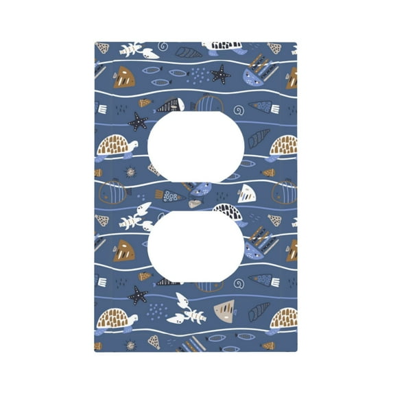 Daiia Underwater World Animals Pattern Decorator Wall Plate Child Safe Outlet Cover, Switch and Outlet Covers,Size 1-Gang 5.0" x3.0" , Polycarbonate Thermoplastic-Style S