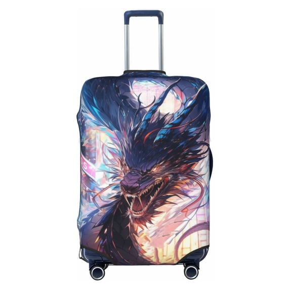 Daiia Urban Style Colorful Dragon Luggage Cover, Thickened Washable Travel Luggage Covers, Elastic Unique Baggage Covers for 18-20 inch Luggage-Small