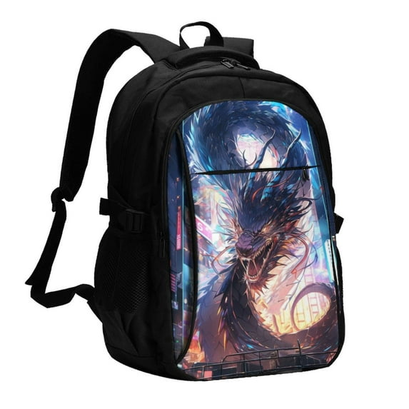 Daiia Urban Style Colorful Dragon Pattern USB Charging Backpack for Men and Women, Anti-Theft Backpack,Travel Backpack,School Backpack,College Backpack,Laptop Backpack