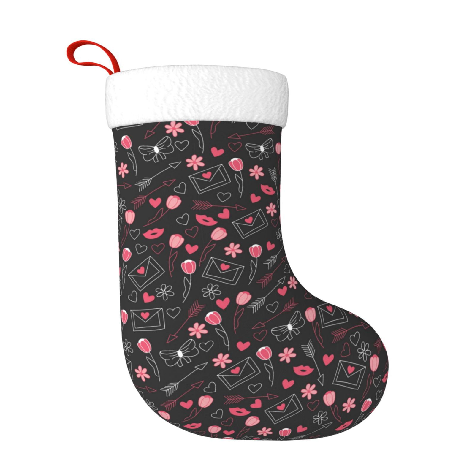 Daiia Valentine'S Day Print Christmas Stocking，18"Large Knitted Xmas ...
