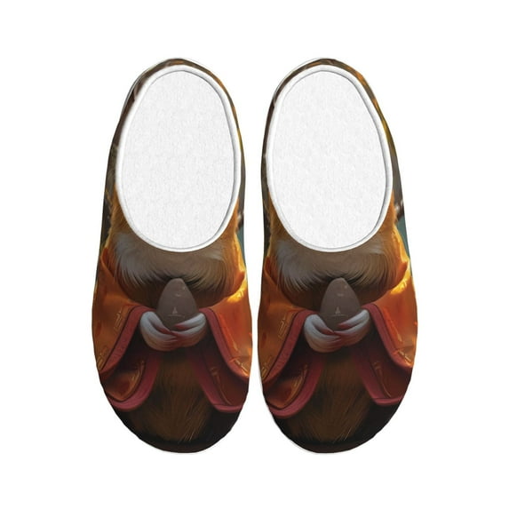 Daiia Valley Meditating Guinea Pig Print Women’s Fuzzy Slippers Memory Foam Lightweight House Shoes Cozy Loafer Flannel House Shoes-44/45