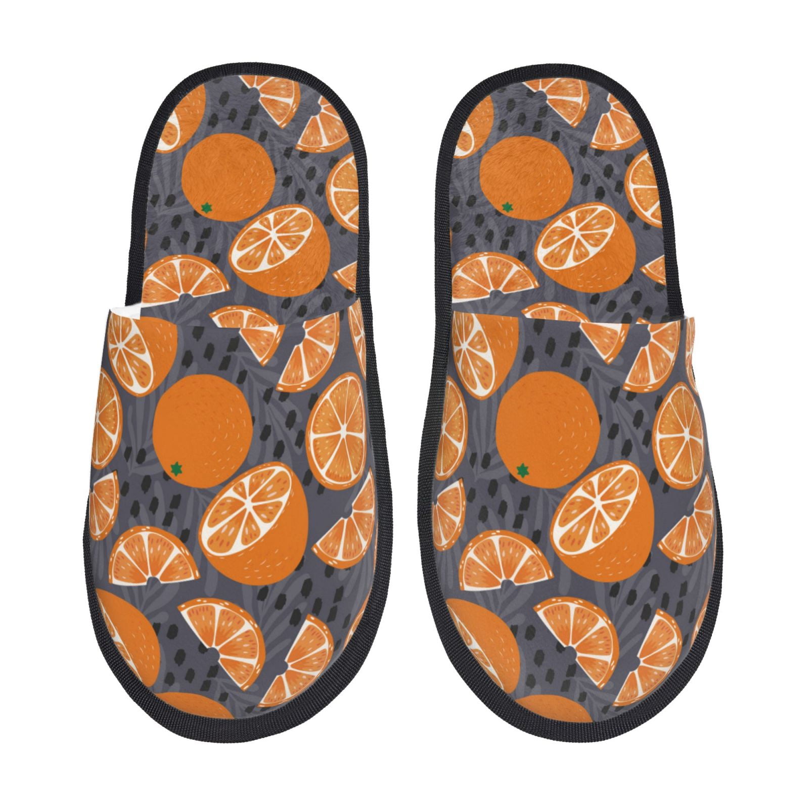 Daiia Various Oranges Pattern Furry Slippers for Women and Men, Soft ...