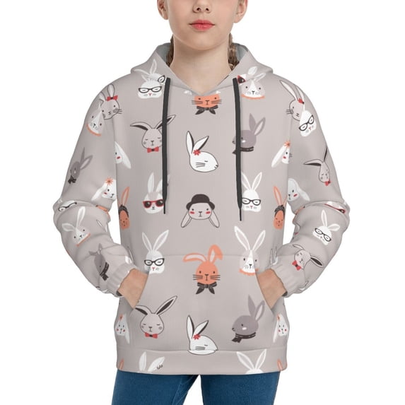 Daiia Various Rabbits for Boys Fashion Hoodies & Sweatshirts with Kangaroo Pocket,Hooded Sweatshirt for Kid, Breathable& Moisture Wicking-Large
