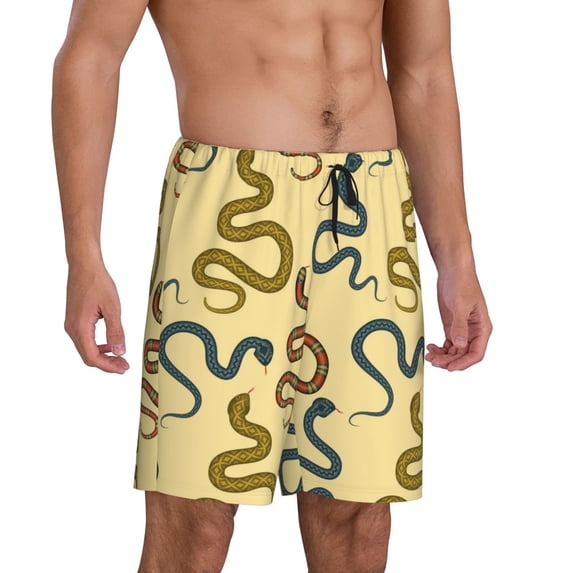 Daiia Various Snake Mens Woven Stretch Pajama Short,Short Pajama Pants-X-Large