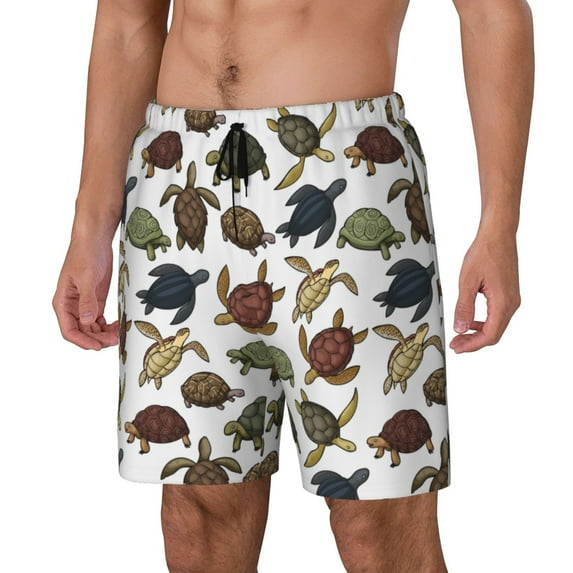 Daiia Various Turtle Mens Swim Trunks Swim Shorts Quick Dry Swim Shorts with Mesh Lining Pockets-Small
