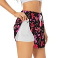 thumbnail image 1 of Daiia Various pink and red Bow knots Pattern Women's 2 in 1 Running Shorts - Lightweight Athletic Workout Gym Yoga Shorts Liner with Phone Pockets-Large, 1 of 7