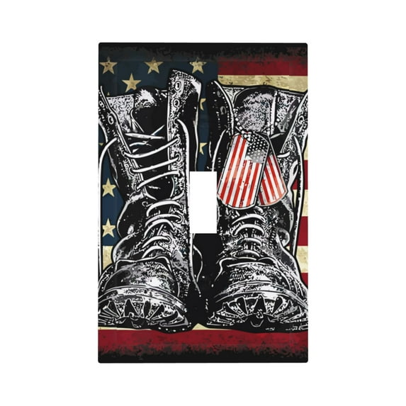 Daiia Veterans Day1 Pattern Decorator Wall Plate Child Safe Outlet Cover, Switch and Outlet Covers,Size 1-Gang 5.0" x3.0" , Polycarbonate Thermoplastic-Style T