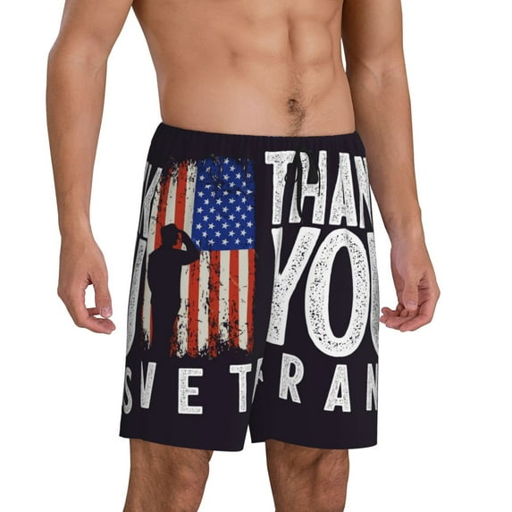 Daiia Veterans Day2 Mens Woven Stretch Pajama Short,Short Pajama Pants-Small