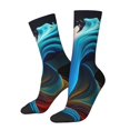 thumbnail image 1 of Daiia Vibrant Fluid Motion Art Print Crew Socks – Soft Breathable Long Socks for Men & Women, Moisture-Wicking & Comfortable Daily Wear Socks, One-Size Fits Most (US 5-11), 1 of 6