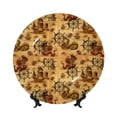 thumbnail image 1 of Daiia Vintag Ancient Sailboats Printed Pattern Ceramic Plate Dinner Plates Bone China Decorative Plates with Display Stand Art Ceramic Ornaments for Wall Hanging Decoration-6in, 1 of 6
