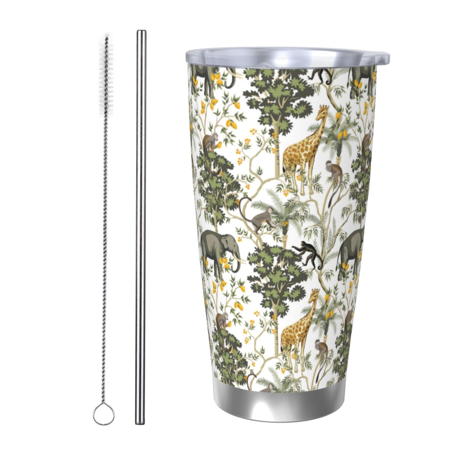 Daiia Vintage Animals Palm Tree Printed 20oz Insulated Coffee Cup with ...