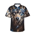 thumbnail image 1 of Daiia Vintage Blue Floral Wolf Hawaiian Shirt for Men Gentle Cotton Regular Short Sleeve Casual-X-Large, 1 of 9