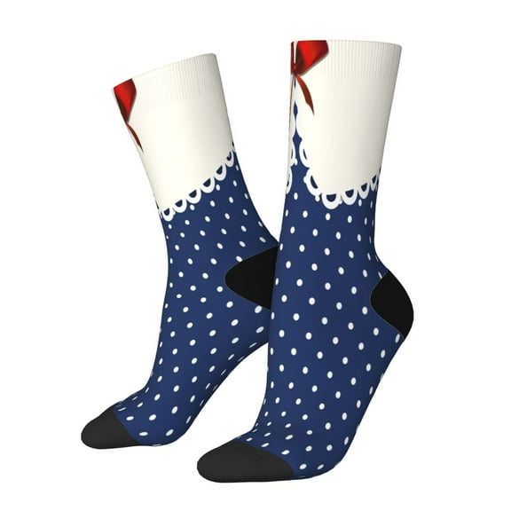 Daiia Vintage Blue Polka-dot Print Crew Socks – Soft Breathable Long Socks for Men & Women, Moisture-Wicking & Comfortable Daily Wear Socks, One-Size Fits Most (US 5-11)