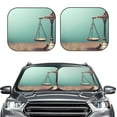thumbnail image 1 of Daiia Vintage Brass Balance Scale 2PCS Car Windshield Sun Shade, Foldable Sun Shield for Car Front Window, Auto Sun Blocker Visor Protector Universal for Truck SUV Pickup-Medium, 1 of 7
