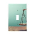 thumbnail image 1 of Daiia Vintage Brass Balance Scale Pattern Decorator Wall Plate Child Safe Outlet Cover, Switch and Outlet Covers,Size 1-Gang 5.0" x3.0" , Polycarbonate Thermoplastic-Style T, 1 of 6