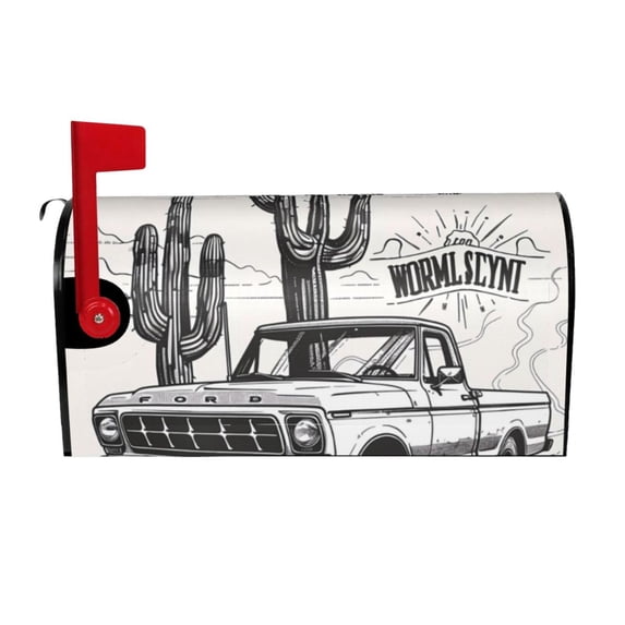 Daiia Vintage Cactus Pickup Mailbox Cover , Magnetic Welcome Mailbox Wraps Post Letter Box Cover for Garden Yard Home Decor-21x18 in