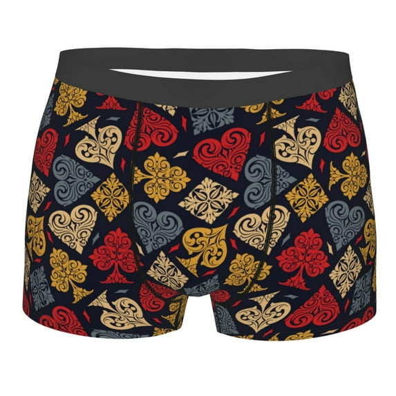 Daiia Vintage Card Men's Underwear Boxer Briefs, Cotton Stretch Moisture-Wicking Underwear-XX-Large