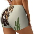 thumbnail image 1 of Daiia Vintage Cowboy Riding Horse Pattern Women's Workout Shorts Biker Shorts - High Waisted Workout Spandex Tummy Control Gym Running Yoga Shorts-Medium, 1 of 8
