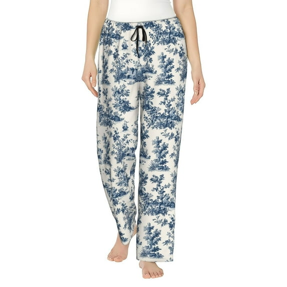 Daiia Vintage Floral 1 Women's Sleep Pant with Pockets and Drawstring,Pajama Pants-Large