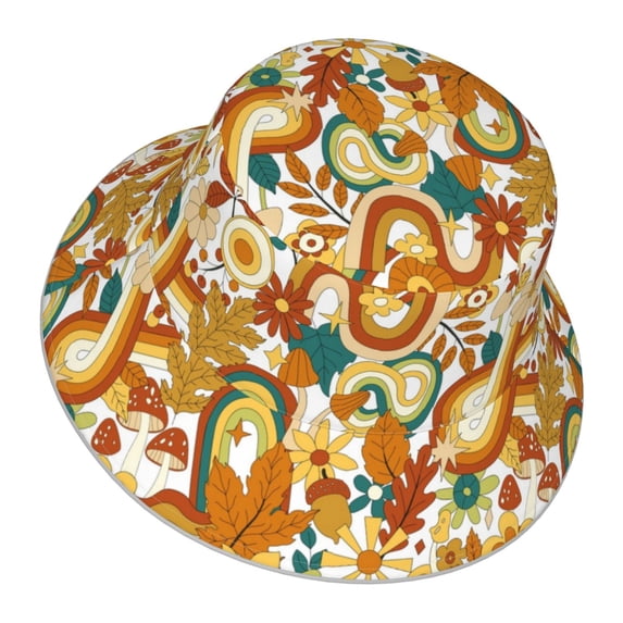 Daiia Vintage Floral Pattern Bucket Hat - Trendy Cotton Sun Hat for Beach, Golf, Fishing - Fun Outdoor Vacation Boonie for Men and Women
