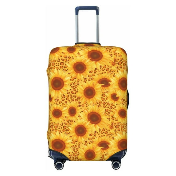 Daiia Vintage Leopard Print Sunflower Luggage Cover, Thickened Washable Travel Luggage Covers, Elastic Unique Baggage Covers for 18-20 inch Luggage-Small