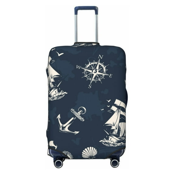 Daiia Vintage Marine Luggage Cover, Thickened Washable Travel Luggage Covers, Elastic Unique Baggage Covers for 18-20 inch Luggage-Medium