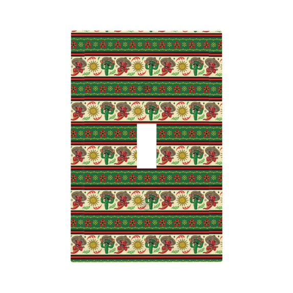 Daiia Vintage Mexican Pattern Decorator Wall Plate Child Safe Outlet Cover, Switch and Outlet Covers,Size 1-Gang 5.0" x3.0" , Polycarbonate Thermoplastic-Style T